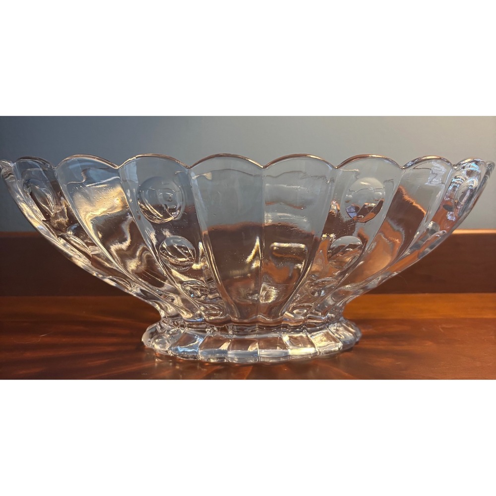 Vintage Heisey Old Sandwich Clear Glass Oval Bowl Serving‎ Centerpiece